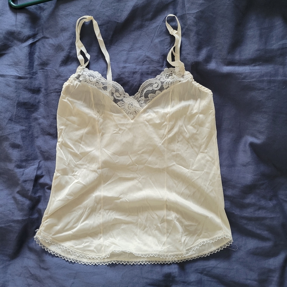 Source Unknown Cream Chemise with Delicate Lace